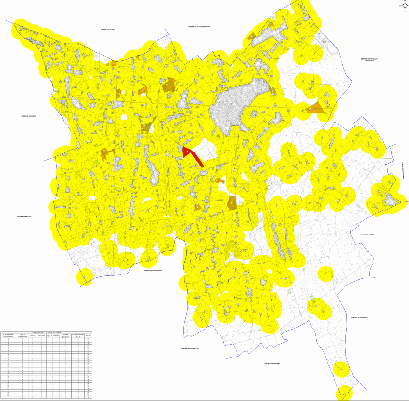 Estratto della TAV. N. 8 - Pericolosità incendi